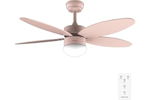 Cecotec - Ventilatore da Soffitto con Luce EnergySilence Aero 4260 Full Orange - 40 W con Motore DC e 42” con Luce LED, Telecomando, Timer, 6 Velocità e 5 Pale Reversibili