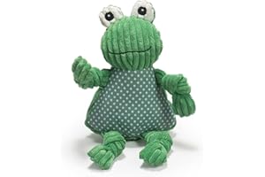 HuggleHounds - Knottie, giocattolo per cani, in velluto a coste resistente, ideale per masticatori aggressivi, rana, grande