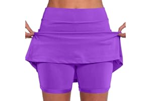 SCBFDI Jupe Short Femme Taille Haute Solide Tennis Golf EntraîNement Sports Pantskirts pour Yoga Gym Dance Running Ventre Plat Jupette, Pantacourt Femme éTé