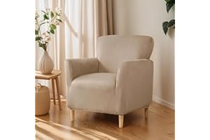 OKYUK Banquet Armchair Slipcovers Luxury Velvet Chair Slipcovers with Arms Stretch Chair Covers for Living Room Soft Armchair Slipcover Anti Slip Dog Pet Friendly Furniture Protector (Camel)