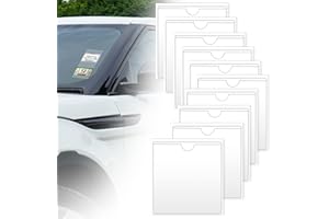 GUANGCAILUN 10 Pcs Square Permit Holders Car Tax Disc Holders Windscreen Card Holder Self Adhesive Parking Permit Holder Car Disc Holder Windscreen for Permits BadgesTicket Photos Business Cards (4.13*4.13inch)