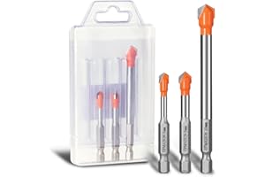 HPMAISON Fliesenbohrer Glasbohrer Set, 3 Stück Fliesenbohrer Glasbohrer Keramikbohrer für das Bohren von Glas, Wandfliesen, Dachziegel, Keramik (Ø 6/8/10 mm)