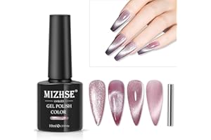 ‎MIZHSE MIZHSE Cat Eye Gel Nagellack UV Gel Glitzer Katzenauge Nagelpolitur Magnetisch Set Ablösbarer Nagelgel Rosa Glitzer Gel mit 1 Magnet DIY Art Maniküre Nagellack 10ml*1 Urlaubs Geschenk Frauen (007)