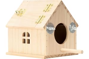 Bird House - Wood Breeding Nest - Small Bird House with Window - for Lovebirds Conure Cockatiel Parrot Finch Cockatoo Canary Backyard Cage Garden Yard Balcony Outdoor