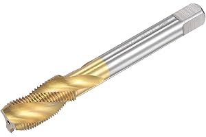 sourcing map Maschio a spirale per filettatura a flauto M12 x 1, metrico HSS (acciaio ad alta velocità), filettatura a macchina placcata in titanio, filettatura a 3 scanalature, tolleranza H2