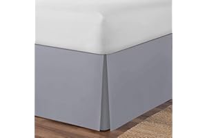 AmigoZone Mantovana plissettata in percalle di microfibra spazzolata tinta unita (grigio, king size)