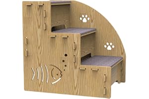 QIZEROTY Escaliers pour Chiens pour Lits Hauts, Escaliers en Bois À 3 Marches pour Chiens, Escaliers Portables pour Animaux De Compagnie avec Coussinets Antidérapants pour Lit Haut, Canapé Et Canapé