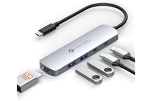 NOVOO Hub USB C 5 w 1 Adapter USB C na HDMI 4K 60 Hz, USB 3.0 x 2, typ C PD 100 W Ładowanie, USB C x 1, USB C Dock do Macbook Air Pro