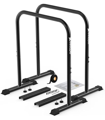 Yes4All Dip Stand 500 LBS Capacity 80 Levels Adjustable Dip Bars Dip Station Machine For Home Gym(color:black