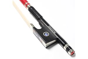 VINGOBOW 4/4 Full Size Violin Bow Carbon Fiber Bow with Shining Stones Natural Horse Hair Wire Winding Fiddle Bow (4/4, Natural Horse Hair Violin Bow)
