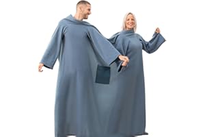 InnovaGoods® Manta Sofa, Sudadera Polar Batamanta Mujer Invierno, Bata Manta con de Gran Tamaño para Parejas, Sudadera de poliéster Suave de Tacto Agradable. Color Azul. 160 x 180 cm