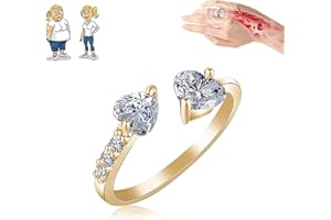 DHLIIQQ Kanni Chalcedony Ioni Ring,Ionix Therapy Quartz Crystal Ring for Weight Loss,Double Hearts Open Adjustable Ring,Lymph Drainage Magnetic Therapy Ring for Women