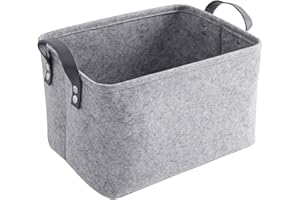 LITLANDSTAR felt storage basket, faltbar filz aufbewahrungsbox für Regal,Wäsche,Schrank,Spielzeug oder Toilettenpapier, 33 * 20 * 23cm,hellgrau