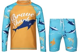 A2Z 4 Kids Boys Girls 2-Piece Swimming Costume Rash Guard Top & Swim Shorts Set Quick Dry Kids Swimsuit Fun Prints Toddlers Pool Water Play Holiday Summer Beachwear 2-14 Years