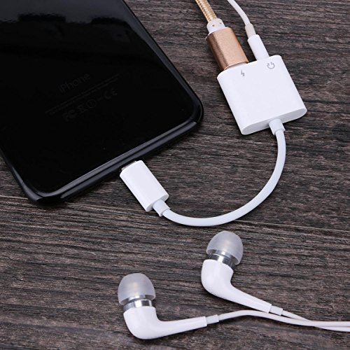 Lightning to 3.5mm Audio Adapter for iPhone 7 Plus, Anskp 2 in 1 Lightning Charger and 3.5 mm Aux Headphone Jack Cable[Support iOS 10.3.1][No Calling Function and Music Control] for iPhone 7/7 Plus-White