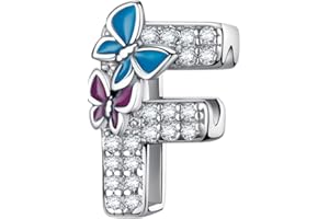 LNQOBU Charme Lettre de L'alphabet Argent Sterling 925 Avec 5A Zircone Femmes Perles Charm Compatible Pour European Bracelet