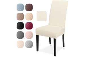 EOZAKAVOD Pokrowce na Krzesła 6 Sztuki Pokrowiec na Krzesło do Jadalni Uniwersalne Rozciągliwy Pokrowców na Krzesła Zmywalny Zdejmowane do Wesele Jadalni Hotele Imprezę (6 Sztuki,Mlecznobiały-N)