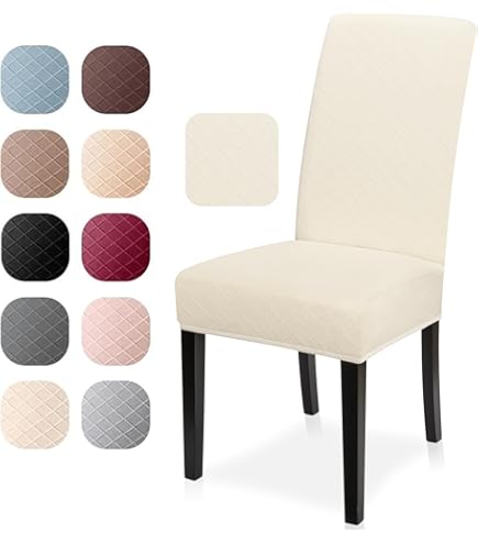 Staboos Stoelhoezen, set van 6, hoogwaardige en elastische stoelhoezen voor swingstoelen, onderhoudsvriendelijke stoelhoezen en hoezen voor stoelen, perfecte stoelhoes, Oeko-Tex gecertificeerd, wit