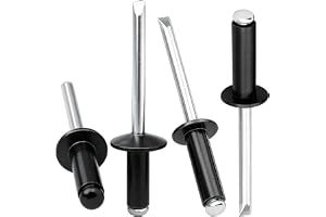 Jiahezhi 100 stycken blindnitar svart 4,8 x 20 mm, aluminium platt huvudpopnitar, ensidig fästnitar för metall, plåt, plast