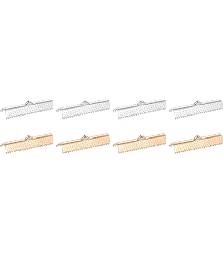 QUARKZMAN 50 Fermagli Per Crimpatura Nastro 35mm - Oro Chiaro E Argento - Per Gioielli, Bracciali, Segnalibri E Fai Da Te