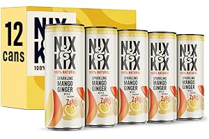 NIX AND KIX Nix & Kix | Mango & Ginger | 100% Natural Premium Sparkling Soft Drink | Low Calorie & Vegan Friendly | No Added Sugar Or Sweeteners | 250ml x 12 Pack