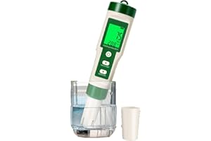 GLEISA Testeur pH 5 en 1 Numérique, pH Mètre avec Automatique de la Température, Précision 0.01, Mesure pH, TDS, EC, Salinité et Température, Testeur d'Eau pour Piscine, Hydroponie, Aquarium, Eau Potable