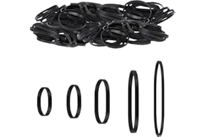 TPTGIAR 100 PCS Black Rubber Bands, Black Elastic Bands, 5 Sizes Heavy Duty Thick Rubber Band, Natural Strong Elastic Band for Home School Office Workshop Industrial Camping
