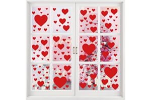 YIYA Valentine's Day Window Cling Stickers Red Love Heart Window Stickers for Valentine Party Supplies Wedding Propose Marriage Shop Decoration