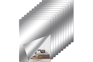 ATPWONZ 10 Pack Mirror Wall Stickers, Flexible Mirror Sheets,Self Adhesive Mirrors,Mirror Stickers Stick on Mirrors for Home Wall Decoration, 4 x 6inch