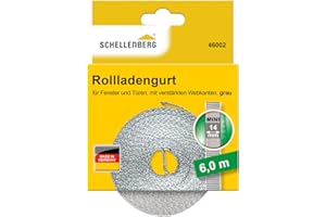Schellenberg 46002 Rolladengurt 14 mm x 6,0 m System MINI, Rollladengurt, Gurtband, Rolladenband, grau