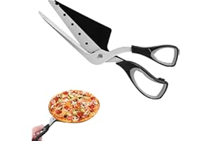 Vicloon Pizzaschere, Pizzaschneider mit Scharfer Klingen, Pizza Schere Abnehmbarem, Mehrzweck-Küchenschere aus lebensmittelechtem Edelstahl mit Weichem Griff, 27 CM, Schwarz