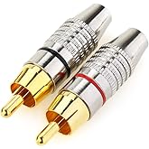 Nanyi Gold Plated Speaker Phono Adapter RCA Male to 2 Screw Terminal Stripped Audio Video Connector Balum Connector Adapter f