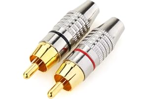 Nanyi Vergoldeter Lautsprecher-Phono-Adapter, RCA-Stecker zu 2-Schrauben-Terminal, abisoliertes Audio-Video-Verbindungselement, Balum-Verbindungsadapter für Multimedia und CCTV, 2 Stück