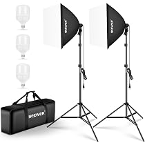 Kit De Iluminación Para Fotografía Con 2 Softboxes 50x50 Cm - 50W LED, Trípodes Ajustables Y Bolsa De Transporte