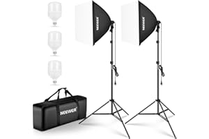 NEEWER Kit d'éclairage Softbox équivalent 700W avec Douille E27, 3 Ampoules LED 5700K 60x60cm Parapluie Softbox éclairage Continu pour Photographie de Portraits, Produit de Studio Photo et Vidéo