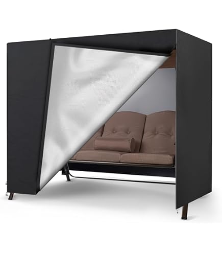 Baldacchino Per Dondolo 2-3 Posti - Impermeabile, Marrone, 150x50x10cm, Tessuto Argentato - Foto 9