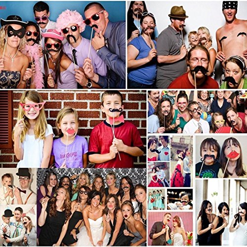 DIKETE® Party Foto Verkleidung Photo Booth Props set Fotorequisiten Fotoaccessoires für Hochzeit Geburtstag Abschlussfeier Party party zubehör - 3