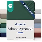Dreamzie Sheets 160 x 200 cm &ndash; 35 cm Corners for Thick Mattresses &ndash; 100% Microfibre, Petrol Green, Certified Without Chemical