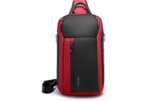 FANDARE Zaino Monospalla Borsello Uomo Tracolla Business Borsa a Spalla per Scuola Outdoor Trekking Ciclismo Viaggio Moto Multitasche Piccolo Zainetto Impermeabile Poliestere Rosso