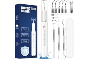 GENERICO kit Pulizia Denti Tartaro，Rimuovi Tartaro a Ultrasuoni con 5 Modalità Per Rimozione Tartaro placca e Macchie con 5 Testine Intercambiabili 4 Luce LED e 3 Accessori Dentale Per Uso Quotidiano domestico