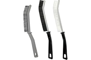 MICCILLOT Cepillos de Limpieza de Grietas de Cerdas Firmes para El Hogar, Cepillo para Polvo Resistente para Fregar Espacios PequeñOs, Herramienta de Limpieza Delgada con Mango Largo para Lechada, 3 Piezas