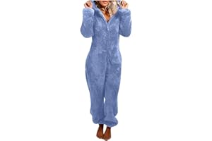 TURWXGSO Adult Pajamas Women UK Sale Oversize Fleece Pajamas Clearance Fluffy Long Sleeve Jumpsuit Pajamas with Cat Ear Hood Casual Warm Solid Color Zipper up Sleepwear for Winter XXXXXL