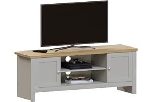 Marca Amazon - Movian Unidad de TV Arlington, Madera de ingeniería, 2 Door, Gris, 49 x 128 x 39 cm