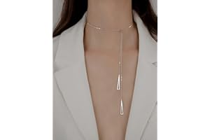 UPXIANG Collier Triangle géométrique en Argent Sterling de Luxe 925 pour Femmes Pendentif Long réglable chaîne de clavicule Collier Bijoux Cadeaux