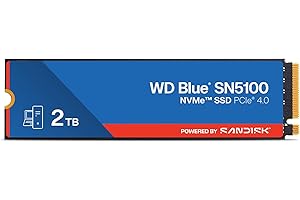 WD Blue SN5100 2 TB NVMe SSD Interno (Velocità di lettura fino a 7.100 MB/s, M.2 2280, PCIe Gen 4.0, nCache 4.0, Tecnologia Sandisk 3D CBA NAND, Acronis True Image)
