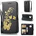 Produktbild Moto G5 Hülle, Anlike Schutzhülle für Motorola Moto G5 (5,0 Zoll) Wallet Tasche [Butterfly geprägte Serie Bronzing] Handyhülle - Schwarz