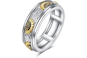 POPLYKE Sterling Silber Angst Spinner Ringe Drehbar Stimmung Ringe Band Ringe Relieve Stress Schmuck Geschenke für Frauen