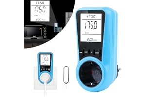 NIZIRIOO compteur d'électricité pour prises: compteur de consommation d'électricité avec rétroéclairage LCD, compteur d'électricité, compteur de consommation, protection contre les surcharges 3680W