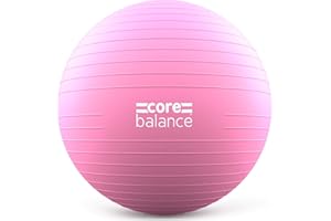 CORE BALANCE, Ballon d’Exercices pour Entraînement Gymnastique, Fitness, Yoga, Grossesse - Antidérapant/Anti-Éclatement - Diamètre Disponible : 55cm 65cm 75cm 85cm avec 1 x Pompe
