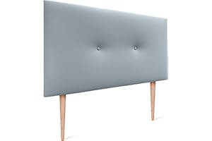 DHOME Cabecero de Polipiel o Tela Acualine Liso con Botones Tapizado de Alta Gama Cabezal Lujo Cama Dormitorio Moderno Acolchado (Polipiel Celeste, 90x105cm (Camas 80/90))